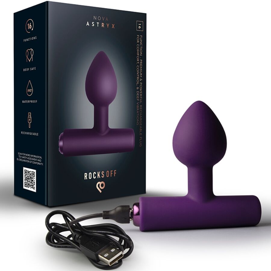 ROCKS-OFF – Nova Astryx Premium, plug anal vibratório recarregável - VIOLETA