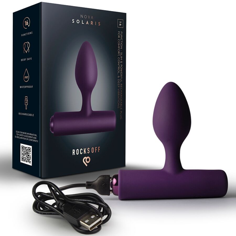 ROCKS-OFF – Nova Solaris plug anal vibratório fino recarregável - VIOLETA