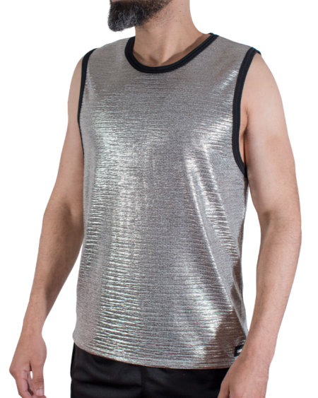 MACHO UNDERWEAR – T-shirt masculina com textura brilhante - L/XL