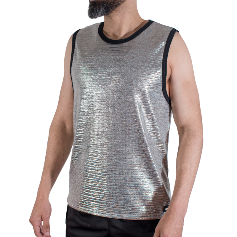 MACHO UNDERWEAR – T-shirt masculina com textura brilhante - L/XL