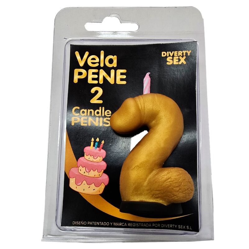 DIABLO PICANTE – Vela erótica dourada em forma de pénis, número 0 - C