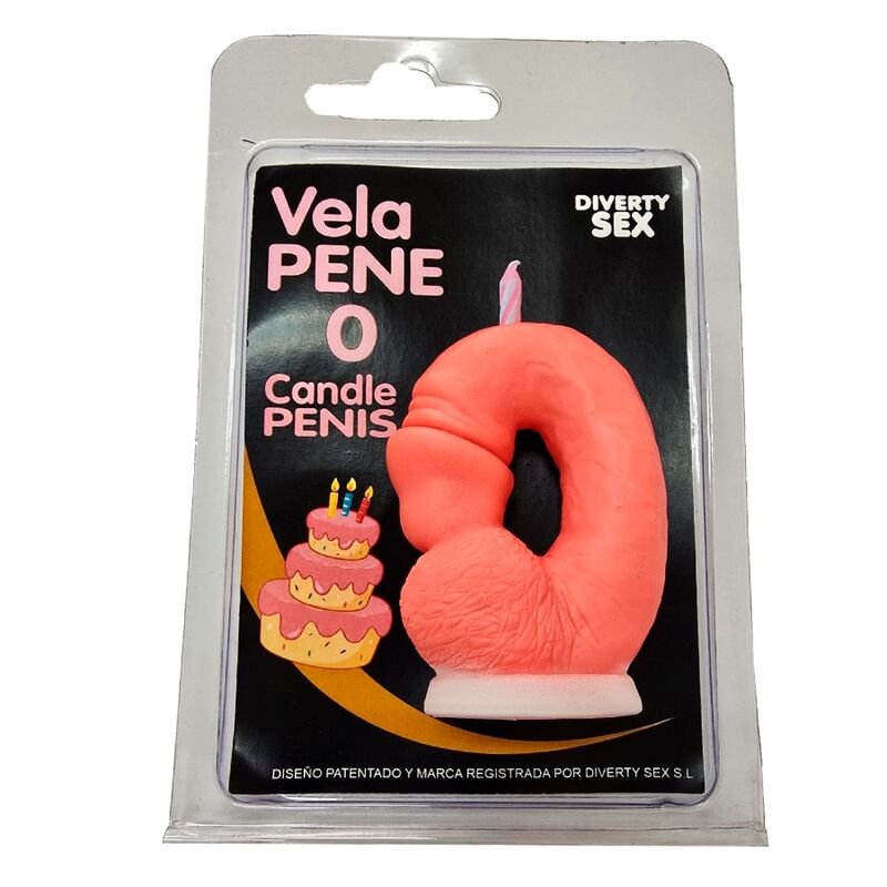 DIABLO PICANTE – Vela decorativa em forma de pénis, número 0, rosa - A