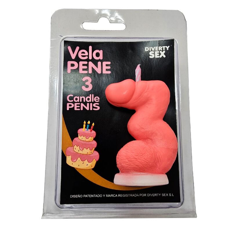 DIABLO PICANTE – Vela decorativa em forma de pénis, número 0, rosa - D