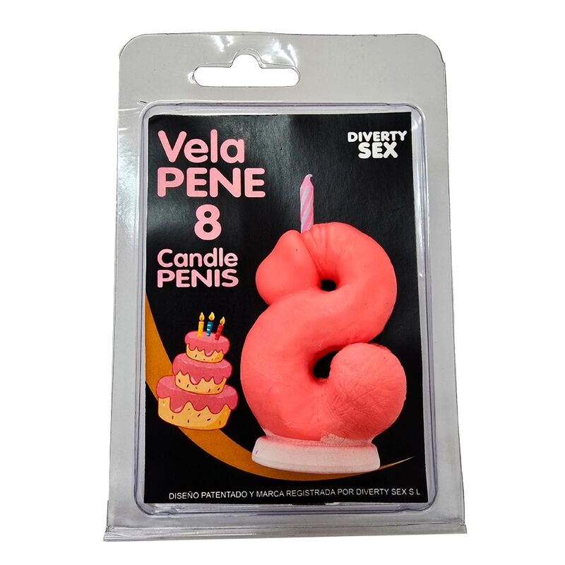 DIABLO PICANTE – Vela decorativa em forma de pénis, número 0, rosa - A-B