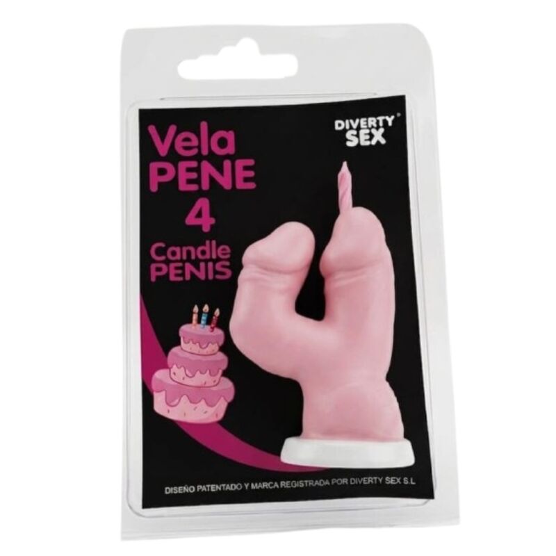 DIABLO PICANTE – Vela decorativa em forma de pénis, número 0, rosa - E