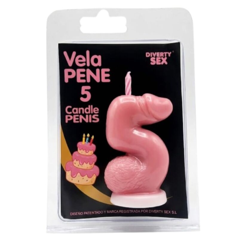 DIABLO PICANTE – Vela decorativa em forma de pénis, número 0, rosa - F
