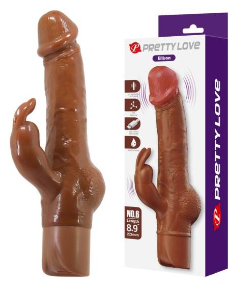 PRETTY LOVE - ELLISON VIBRADOR RABBIT REALÍSTICO 22,6 CM Ø 4,2 CM COLOR MARRÓN