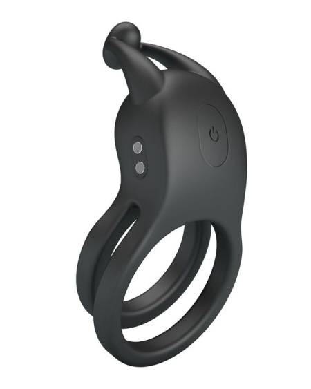 PRETTY LOVE - GOODWIN ANILLO VIBRADOR DOBLE PARA PENE RECARGABLE NEGRO