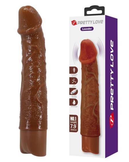 PRETTY LOVE - LEONARDO VIBRADOR REALÍSTICO 20 CM Ø 4 CM COLOR MARRÓN