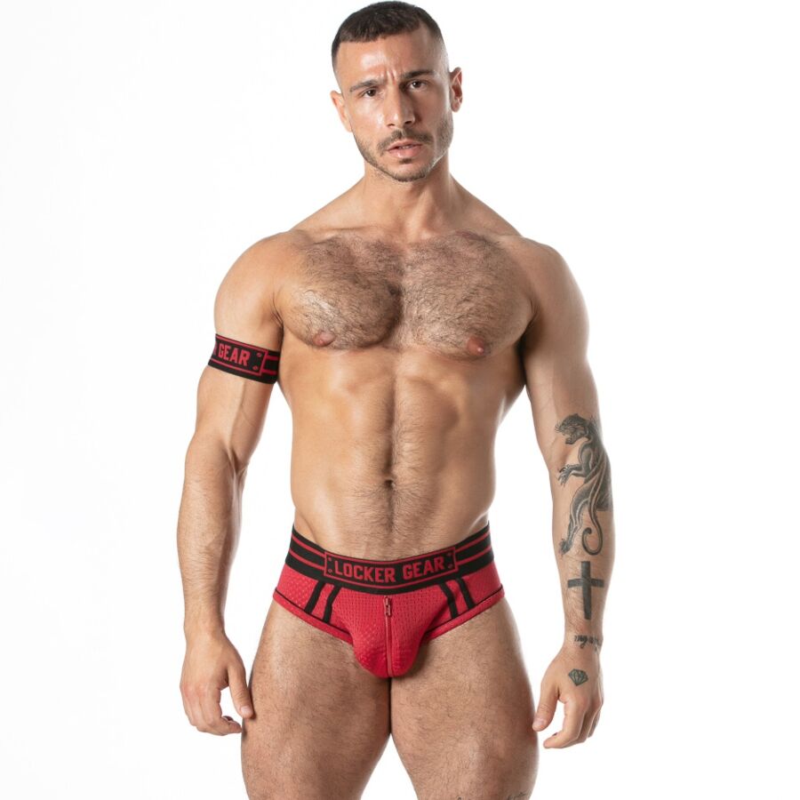 LOCKER GEAR – Cueca jock de malha desportiva - ROJO, M