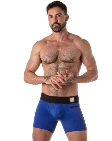 LOCKER GEAR – Boxer trunk com cintura larga e fecho traseiro - AZUL, S