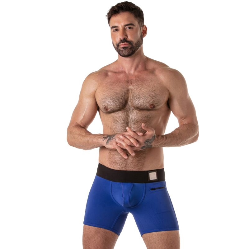 LOCKER GEAR – Boxer trunk com cintura larga e fecho traseiro - AZUL, XL
