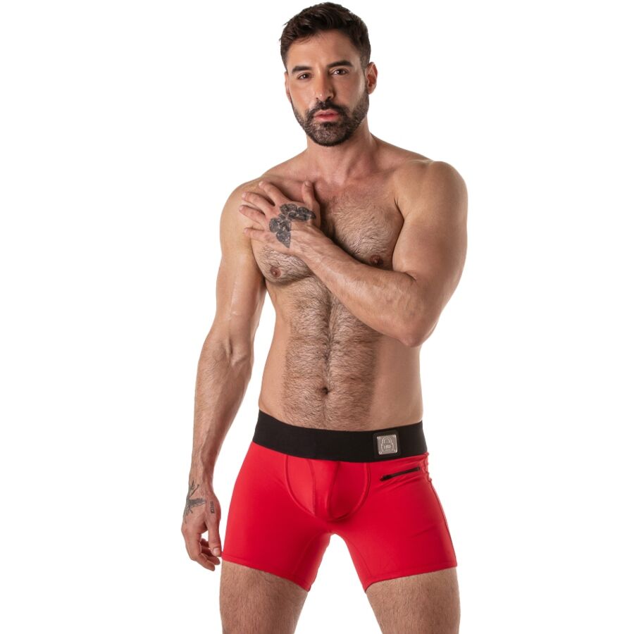 LOCKER GEAR – Boxer trunk com cintura larga e fecho traseiro - ROJO, M