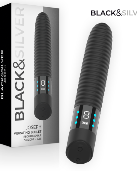 BLACK & SILVER - JOSEPH VIBRADOR RECARGABLE USB CON PANTALLA LED NEGRO