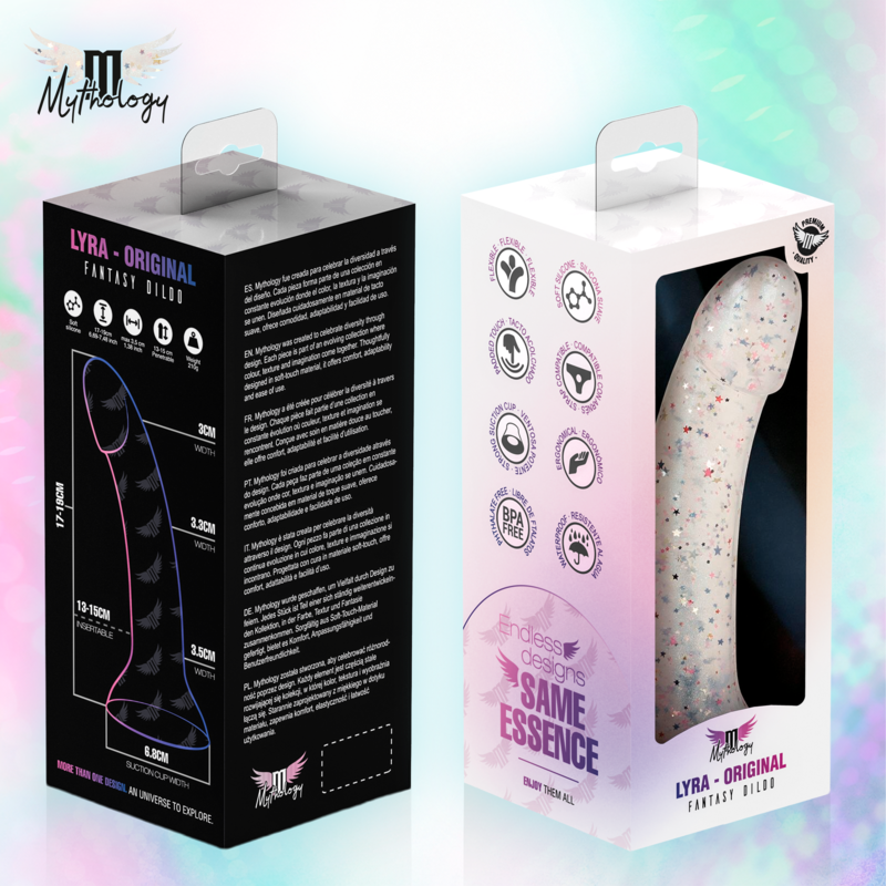 MYTHOLOGY - LYRA 1 DILDO DE SILICONA CON VENTOSA 19 CM -Ø- 3,3 CM FUCSIA CONFETI