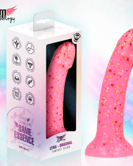 MYTHOLOGY - LYRA 6 DILDO DE SILICONA 17 CM Ø 3,6 CM ROSA MOTEADO ROJO
