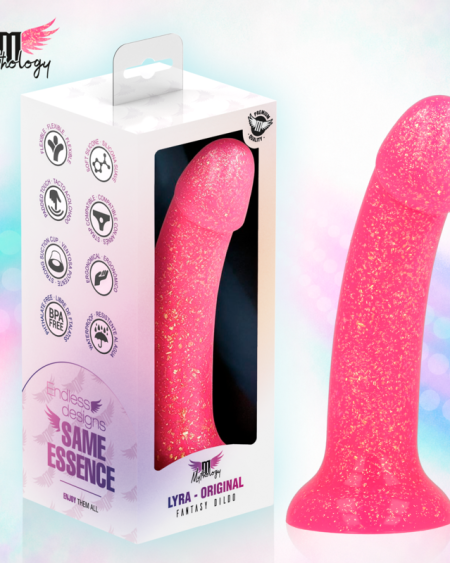 MYTHOLOGY - LYRA 7 DILDO DE SILICONA 17 CM Ø 3,6 CM ROSA MOTEADO DORADO