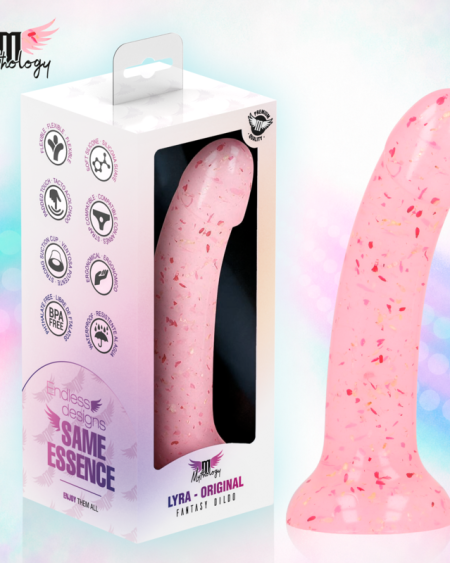 MYTHOLOGY - LYRA 9 DILDO DE SILICONA 17 CM Ø 3,6 CM TRANSPARENTE ROSADO MOTEADO ROJO