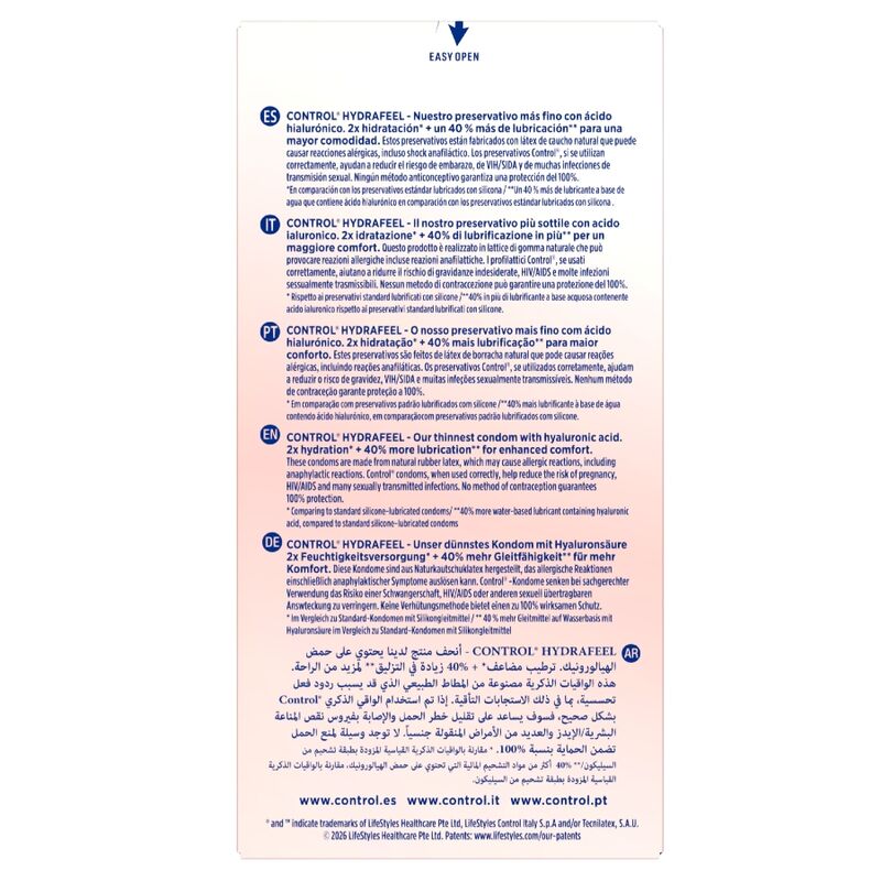 CONTROL - HYDRAFEEL PRESERVATIVOS ULTRAFINOS CON ÁCIDO HIALURÓNICO 10 UDS