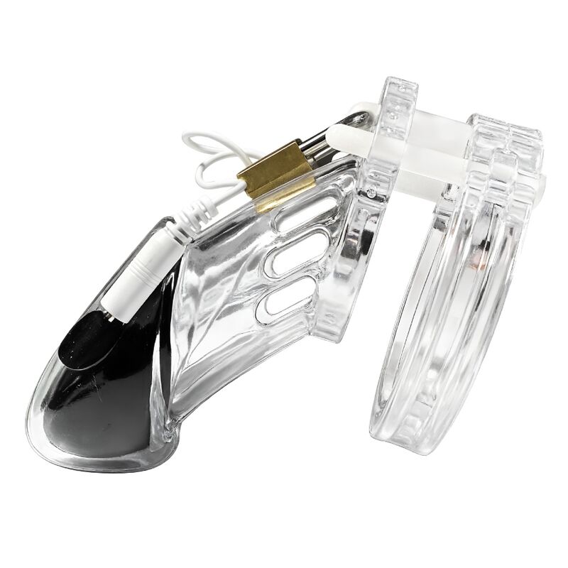 HIDDEN DESIRE - EXTREME PENIS GEAR JAULA DE CASTIDAD CON ELECTROESTIMULACIÓN Y CONTROL REMOTO TRANSPARENTE