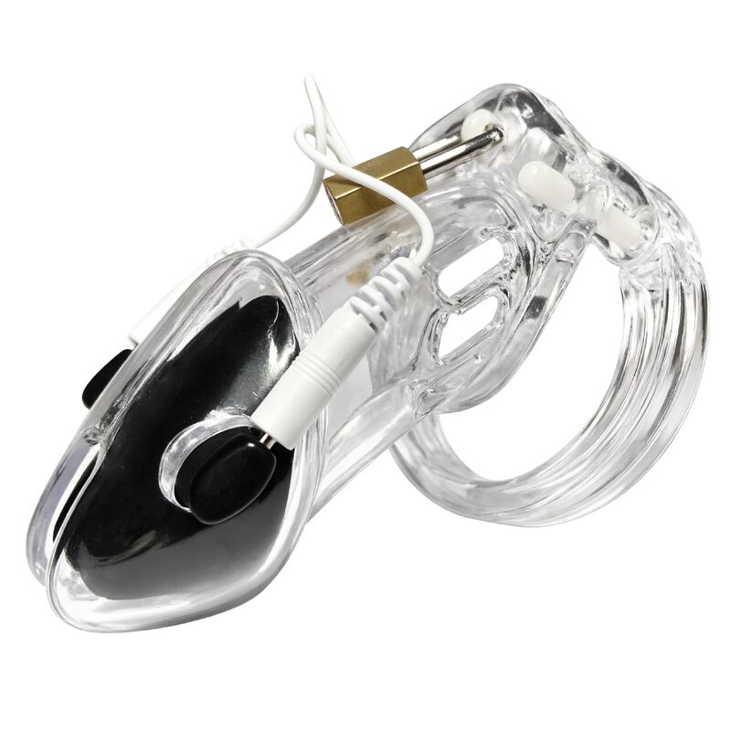 HIDDEN DESIRE - EXTREME PENIS GEAR JAULA DE CASTIDAD CON ELECTROESTIMULACIÓN Y CONTROL REMOTO TRANSPARENTE