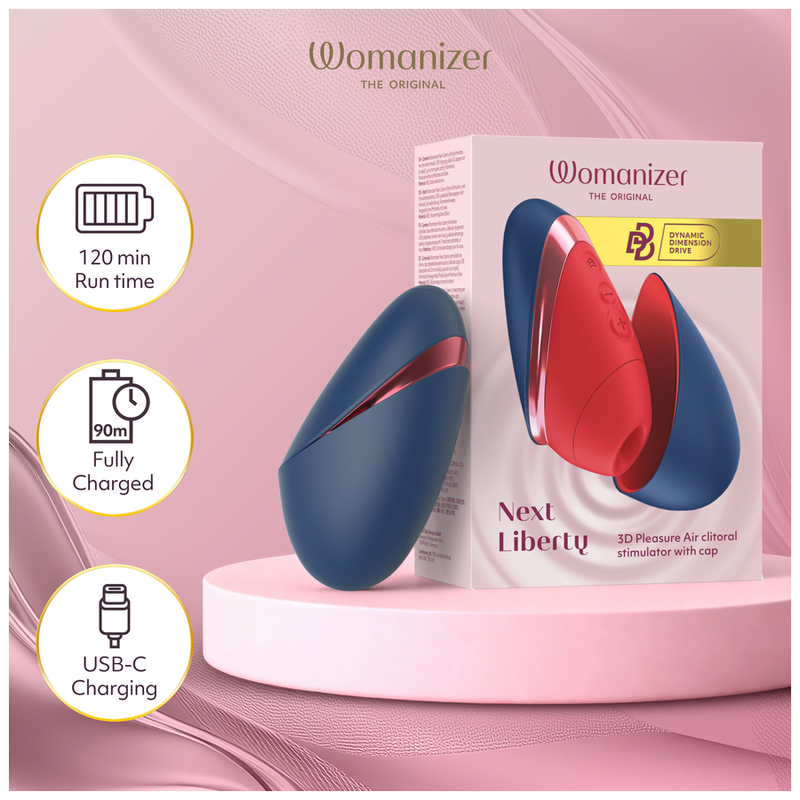 WOMANIZER - NEXT LIBERTY ESTIMULADOR DE CLÍTORIS 3D PLEASURE AIR AZUL/ROJO