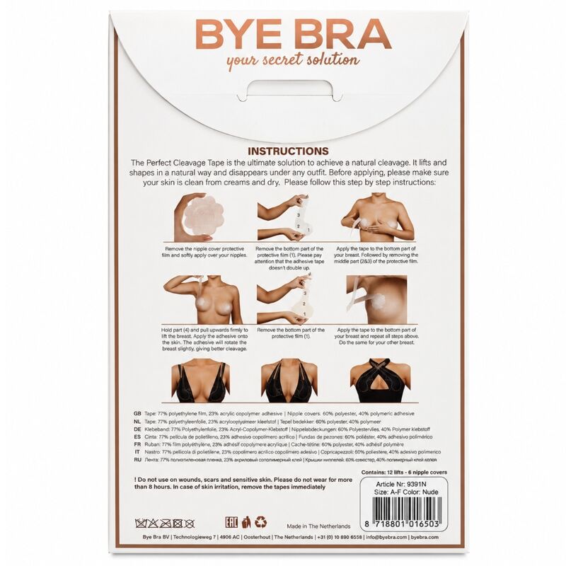 BYE-BRA – Cinta Realçadora + Cobre-Mamilos Grátis Copa A-F