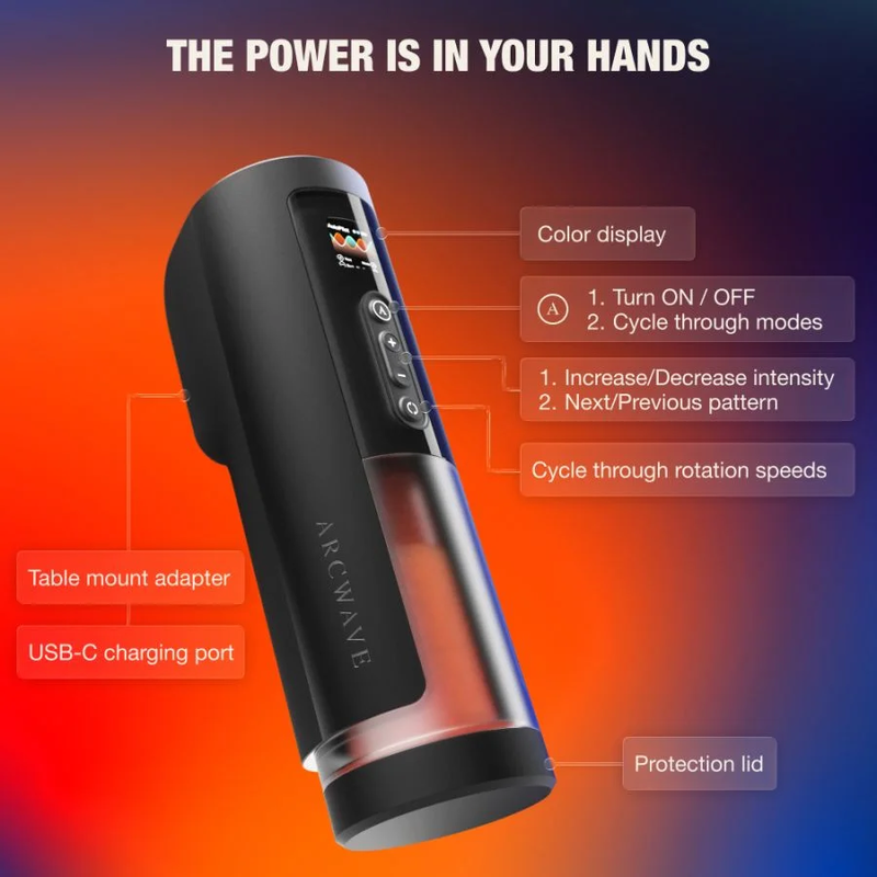 ARCWAVE - THRUSTER MASTURBADOR MASCULINO AUTOMÁTICO CON VAIVÉN, ROTACIÓN Y CONTROL