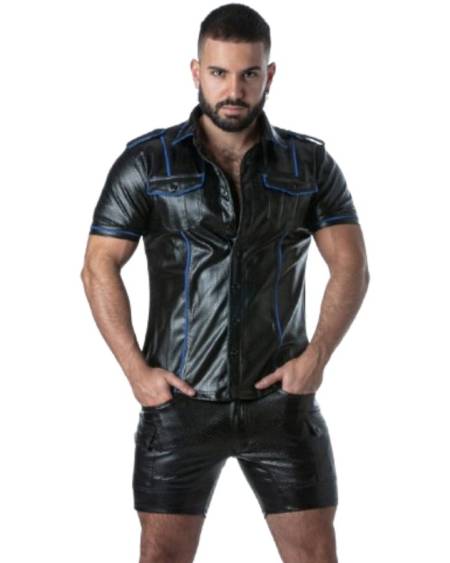 LOCKER GEAR - PUNCH HOLE LEATHERETTE CAMISA BLANCO S