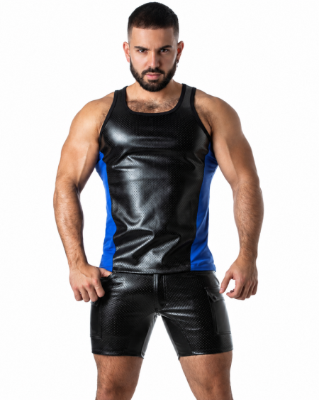 LOCKER GEAR - PUNCH HOLE LEATHERETTE CAMISETA DE TIRANTES AZUL S